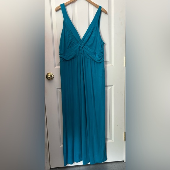 ING Sleeveless Teal Blue Maxi Dress Size 3XL - Picture 1 of 8